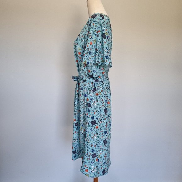 Lorraine LPD Multicolour Teacher Print Shift Dress with Belt Size 14 - Picture 4 of 10